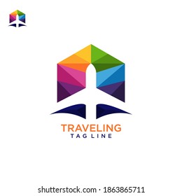 Traveling logo awesome airplane design vector template