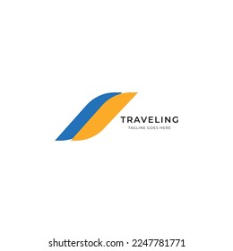 traveling logo blue yellow vector templatizes. Travel time. Travel logo template. Travel modern logo design, Simple Minimalist Travel Wordmark Typography Logo Design Vector.