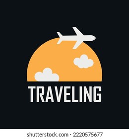 traveling logo design with plane, cloud and sun images