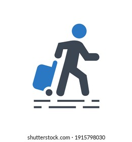 Traveling Man Icon. Travel Around The World Icon.