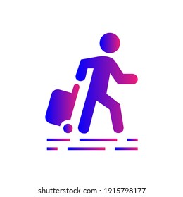 Traveling man icon. Travel around the world icon.