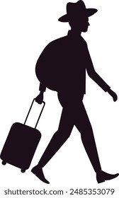 traveling man silhouette vector design
