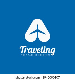 traveling minimalist flat app logo template vector illustration design. simple modern tour, holiday, transportation icon logo concept