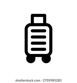 Viajando. Icono de Vector de trazo delineado con detalles rellenos de negro.