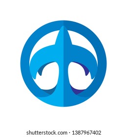 Traveling Plane Flat Logo Icon