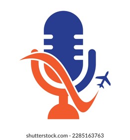 Traveling Podcast vector logo design template. Travel tourism vacation podcast logo concept.