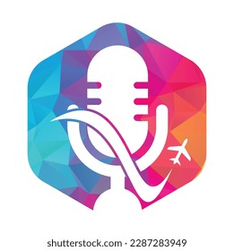 Traveling Podcast vector logo design template. Travel tourism vacation podcast logo concept.