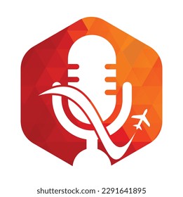 Traveling Podcast vector logo design template. Travel tourism vacation podcast logo concept.