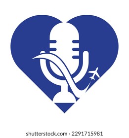 Traveling Podcast vector logo design template. Travel tourism vacation podcast logo concept.