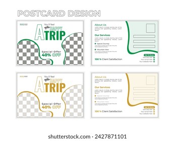 Traveling postcard design template with two colors.