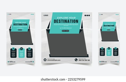 Traveling sale social media post template design. Set of web banner, flyer or poster for travel agency offer promotion, Travel sale banners and social media post templates. Travel agency flyer