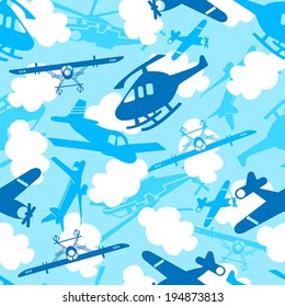 Traveling in the sky seamless pattern.