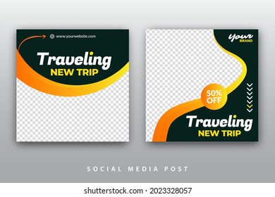 Traveling social media post design template