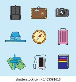 Traveling starter pack flat icon 