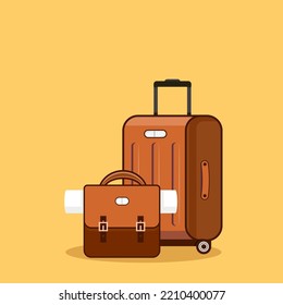 traveling suitcase and bag vector icon