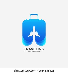 Traveling suitcase Premium logo. Vector Illustration suitable for travel companies .