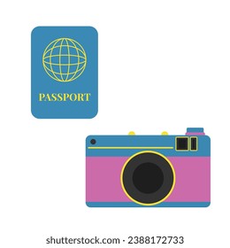 Viajar por el tema vectorial arte. Juego de transporte simple y simple de imágenes vectoriales