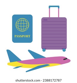 Traveling theme vector art. Cute and simple traveling kit vector icon arts