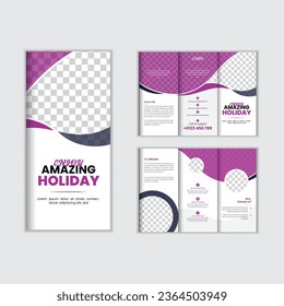 Traveling and tour Tri fold brochure design template for travel agency, Creative concept folded flyer or brochure, A clean, modern, and high-quality design tri fold brochure vector design