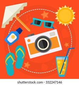 Traveling & Tourism Concept - Holidays and Vacation On the Beach