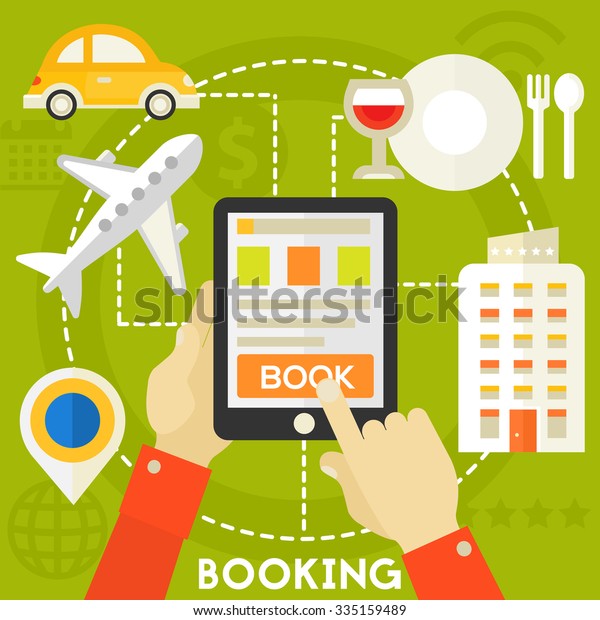 \
Traveling & Tourism Concept - Searching and\
Booking