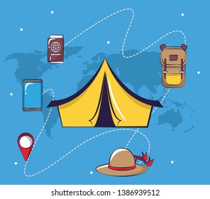 Traveling tourism exciting trip card background