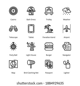 Traveling and Tourism Outline Icons - Stroked, Vectors