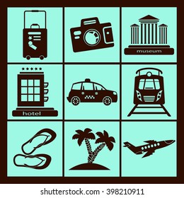 Traveling and tourism vector icons for Web and Mobile App. Set of travel icons.
