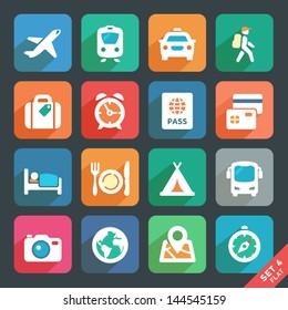 Traveling and transport Flat icons for Web and Mobile Applications