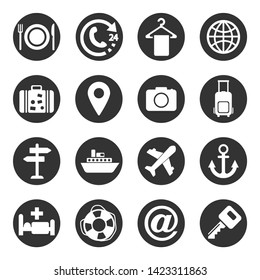Traveling, transport and hotel icons.
