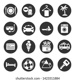 Traveling, transport and hotel icons.