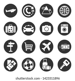 Traveling, transport and hotel icons.