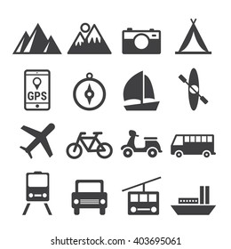 Traveling and transport icons for Web and Mobile App