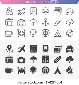 Traveling and transport set. Trendy line icons for web and mobile. Normal and enable state.