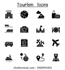 Icono de viajes, transporte y turismo conjunto de iconos de ilustración vectorial diseño gráfico