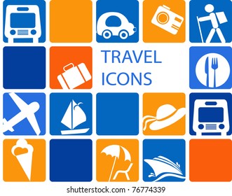 traveling and transportation icon set