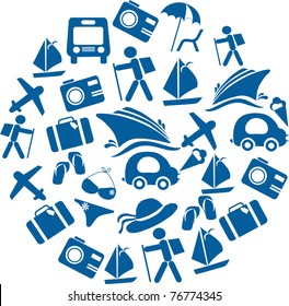 traveling and transportation icon set