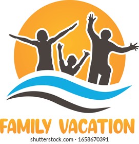 Traveling and vacation fun with family or friends logo design vector