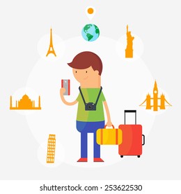 Traveling vector illustration, flat style