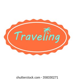 Traveling vector sticker with palm tree for your suitcase