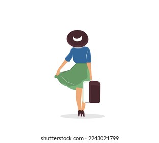 traveling woman logo icon illustrator