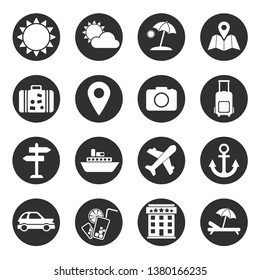 Traveling,transport and hotel icons