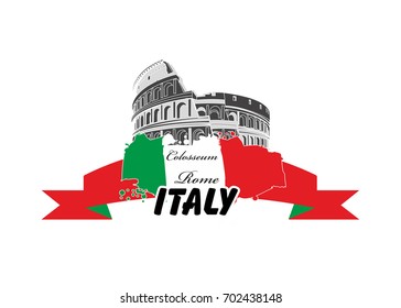 Travel.Italy, Colosseum. Rome. Time to travel. The business card, poster, sticker, ticket for travel agencies, firms for the sale of tours and trips.