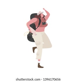 Traveller girl with a large backpack