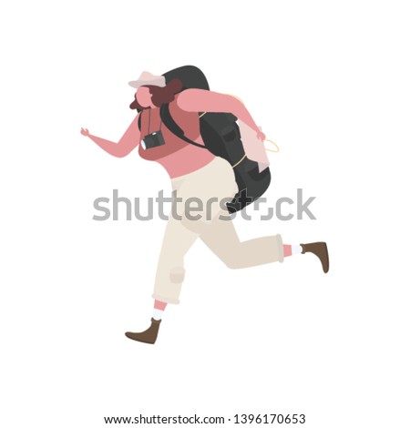 Traveller girl with a large backpack