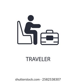 traveller icon. vector.Editable stroke.linear style sign for use web design,logo.Symbol illustration.