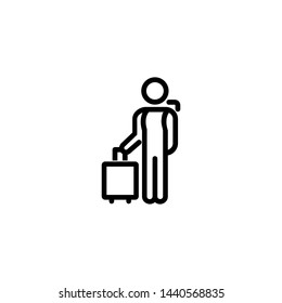 Traveller line icon. Arrival, airport, hotel. Solo travel concept. Vector illustration can be used for topics like travel, tourism, vacations