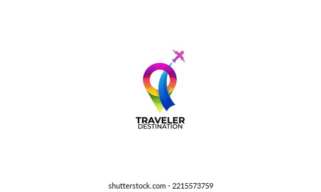 traveller location logo design  with location design illustration
