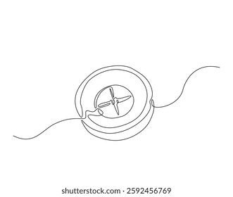 Traveller magnetic compass simple line art illustration. Continuous one line draw of navigation, guidance, geography compass.