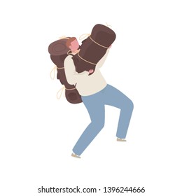 Traveller man with two big backpack